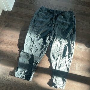 AERIE CHARCOAL ELASTIC WAIST W/TIE BELT PULL ON PANTS